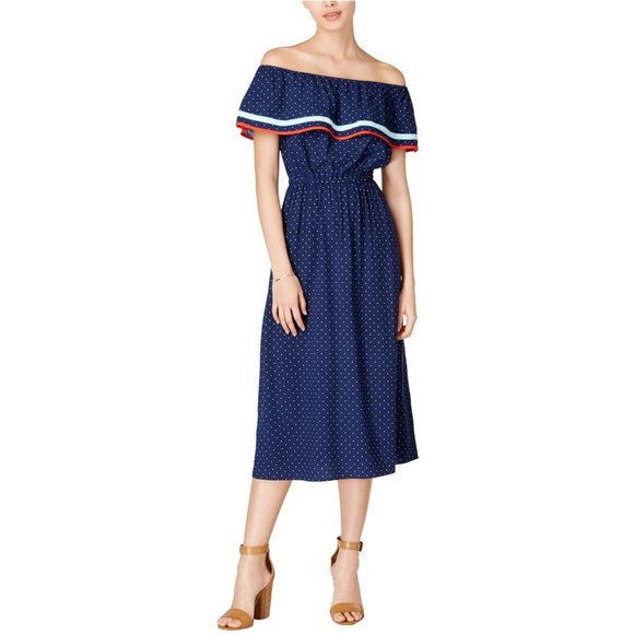 Maison Jules Dresses & Skirts - Maison Jules Navy Polka Dot Midi Dress